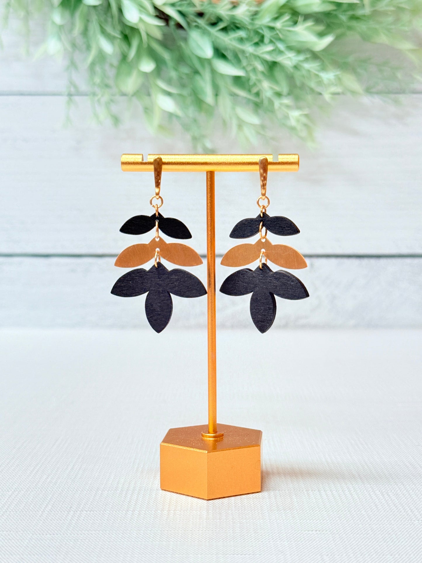 Mia Earrings | Black & Gold