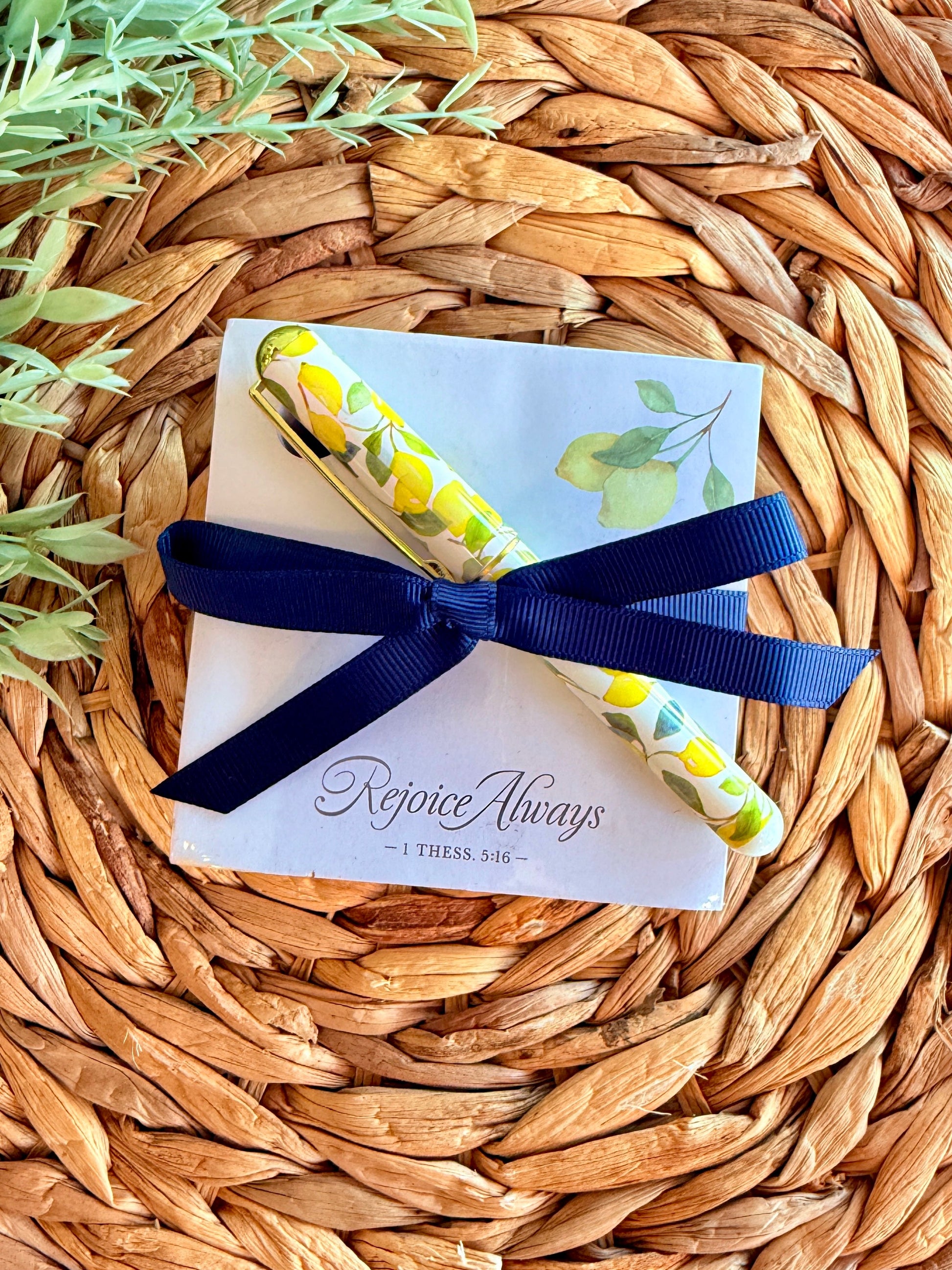 Rejoice Always Christian note block and pen set faith stationery gift