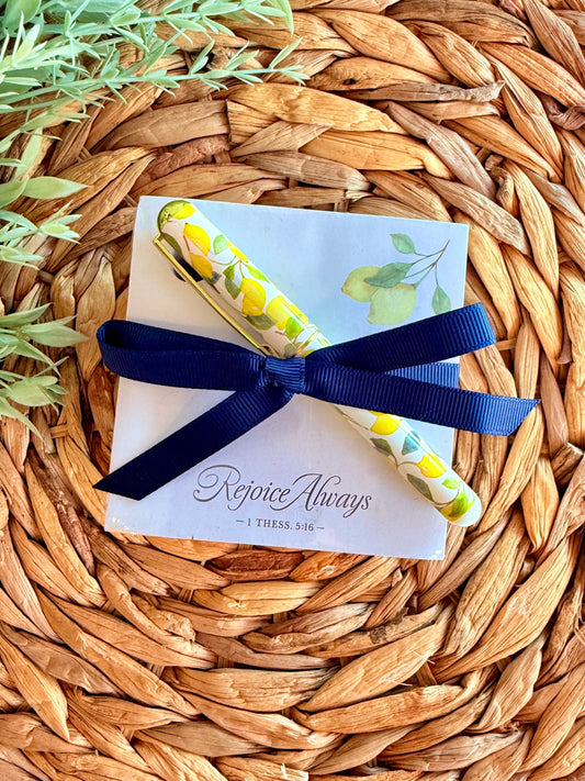 Rejoice Always Christian note block and pen set faith stationery gift