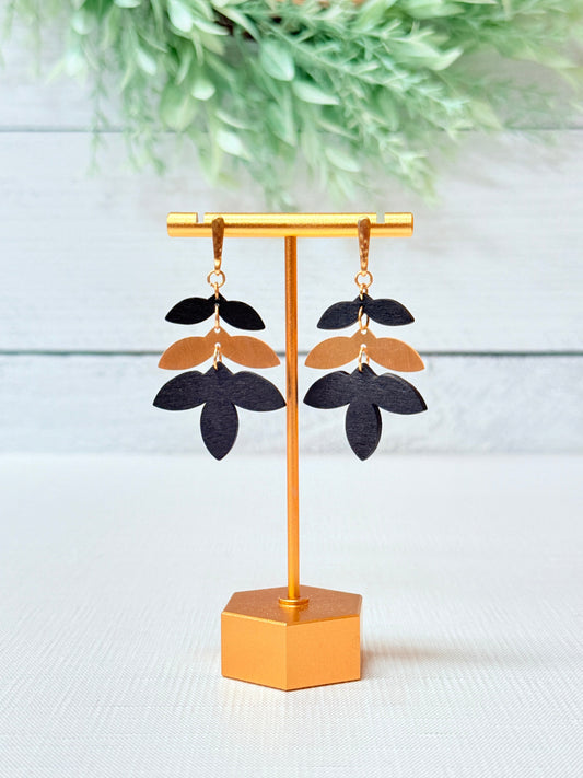 Mia Earrings | Black & Gold