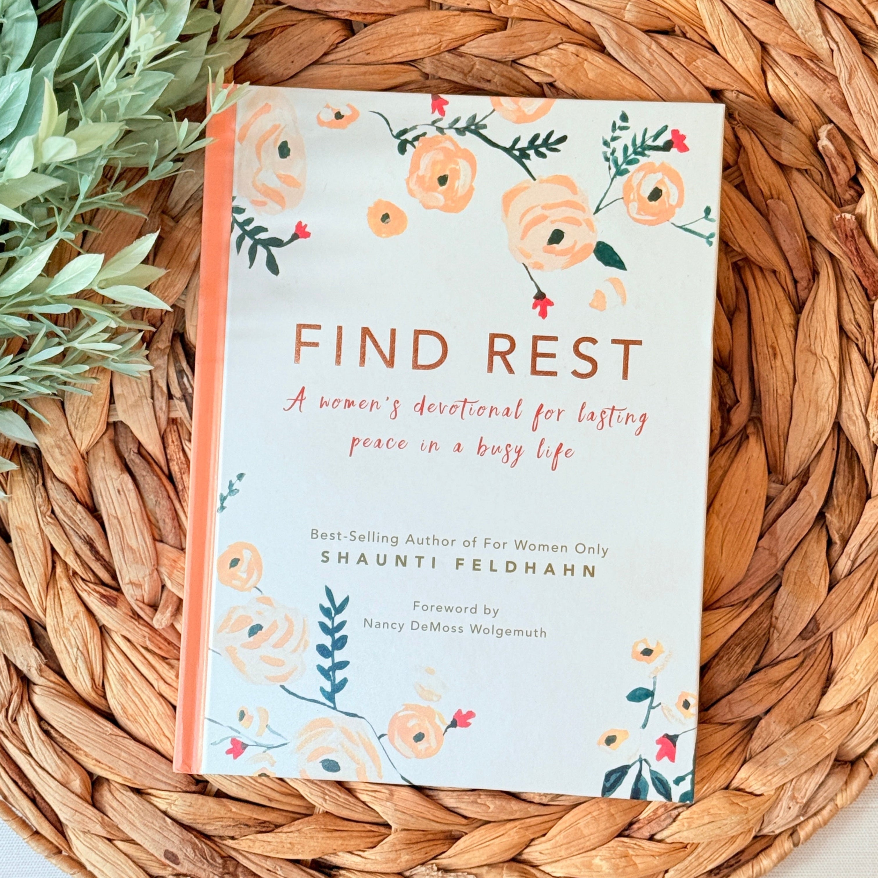 Find Rest floral devotional book with faith-based reflections
