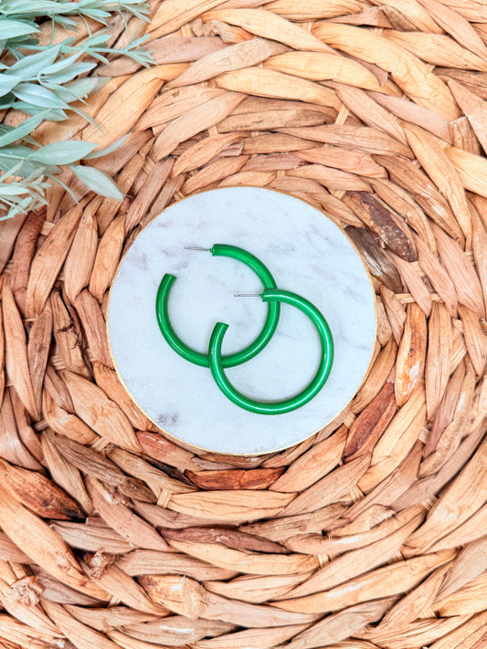 Stella Hoop Earrings in green lightweight hoop earrings