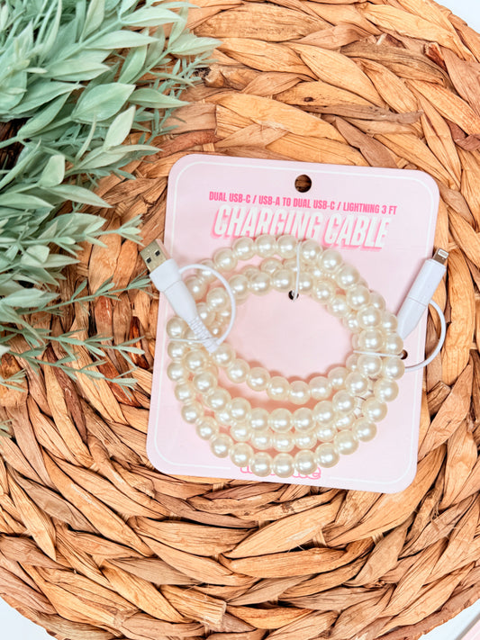 Beaded Universal Charger | White Pearl