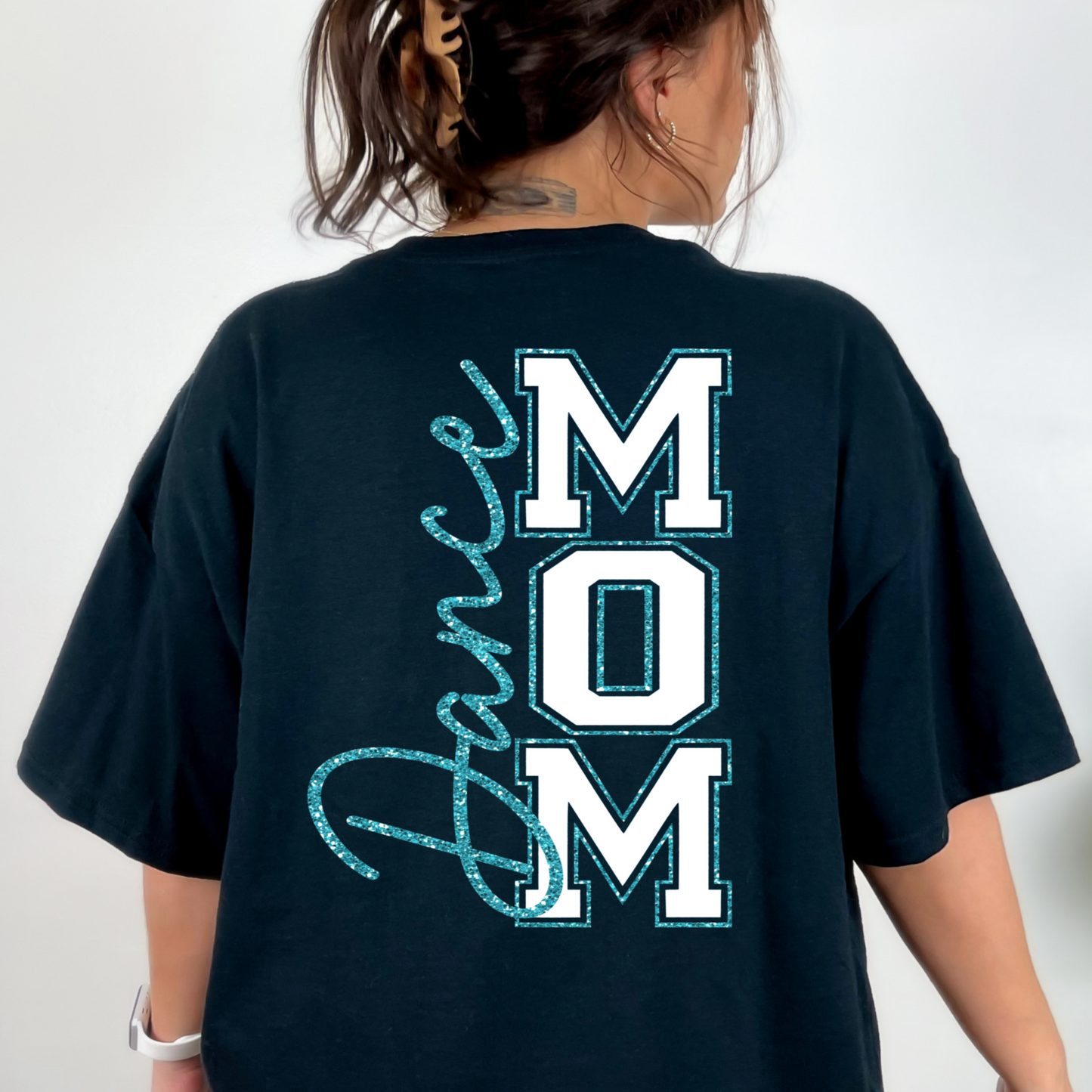 Turquoise Script MOM Graphic Tee | Personalized | Black